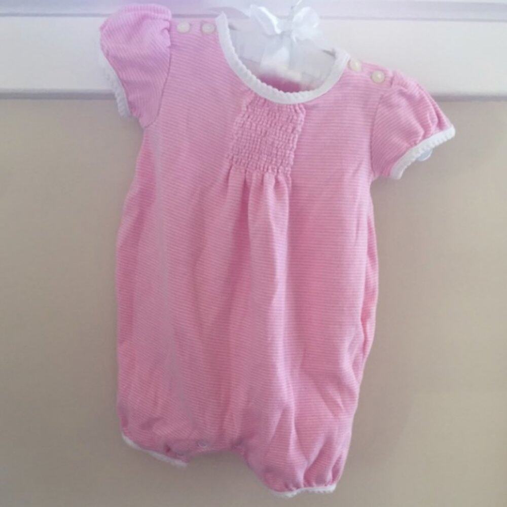 Ralph Lauren Pink & White Stripe Romper 3 Months